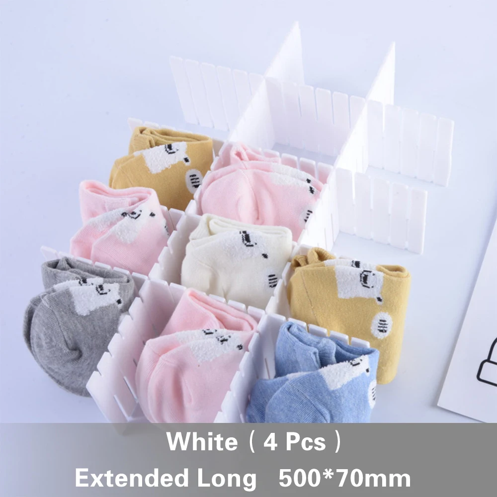 

White Extended Version 50*7 cm 4 Pieces Drawer Divider Free Combination Classification Partition Storage and Division-1