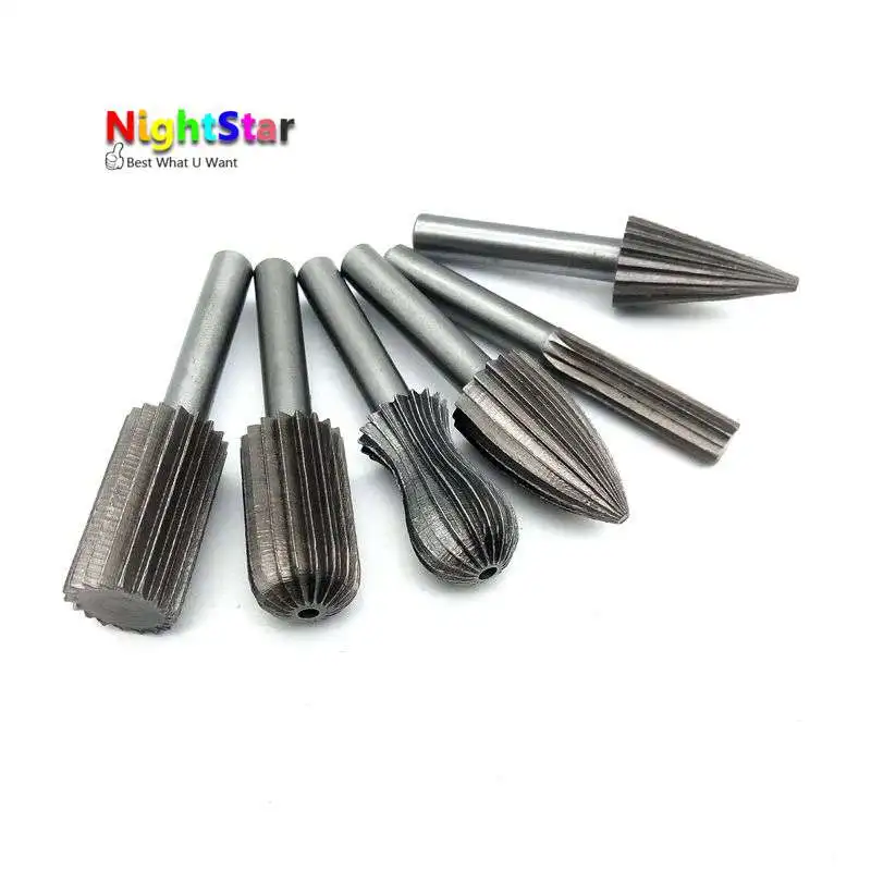 6pcs Carbide Cutter Rotary Burr Set CNC Engraving Bit Rotary File Bur
