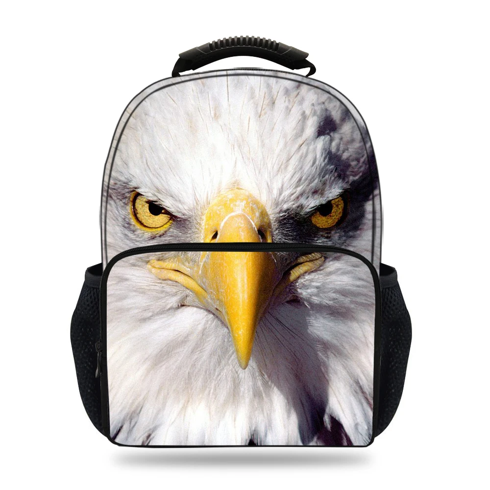 15inch 3D Mochila Children Bag School For Boys Hawk Bald Eagle Backpack