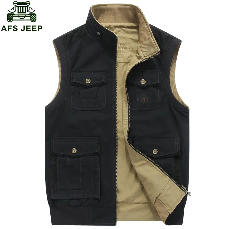 2017 New M 8XL Big Size Men Vests Multi pockets Both Side Wear