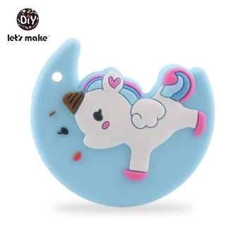 

Let's Make 1pc Baby Teethers Cartoon Rainbow Unicorn Charms Nurse Gift Pacifier Clips Organic Baby BPA Free Silicone Teethers