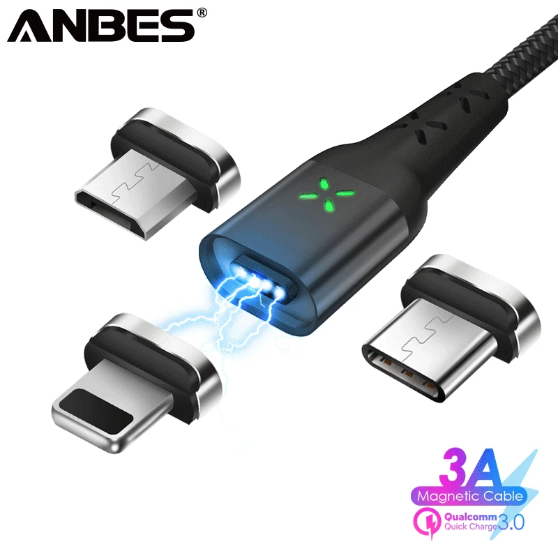 ANBES Magnetic Micro USB Cable USB Type C Magnet Charger Charging Wire USB C Cable For iPhone Samsung Xiaomi Mobile Phone Cables