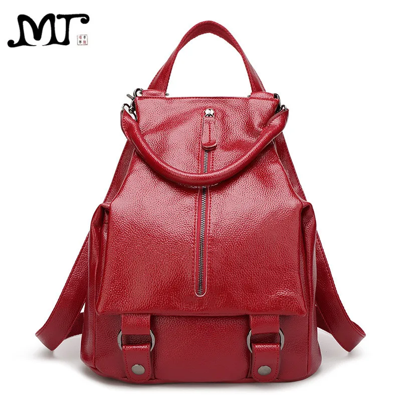 

MJ Women's Backpacks Fashion Genuine Leather Backpack Lady's Versatile Travel Bag Large Casual Bag