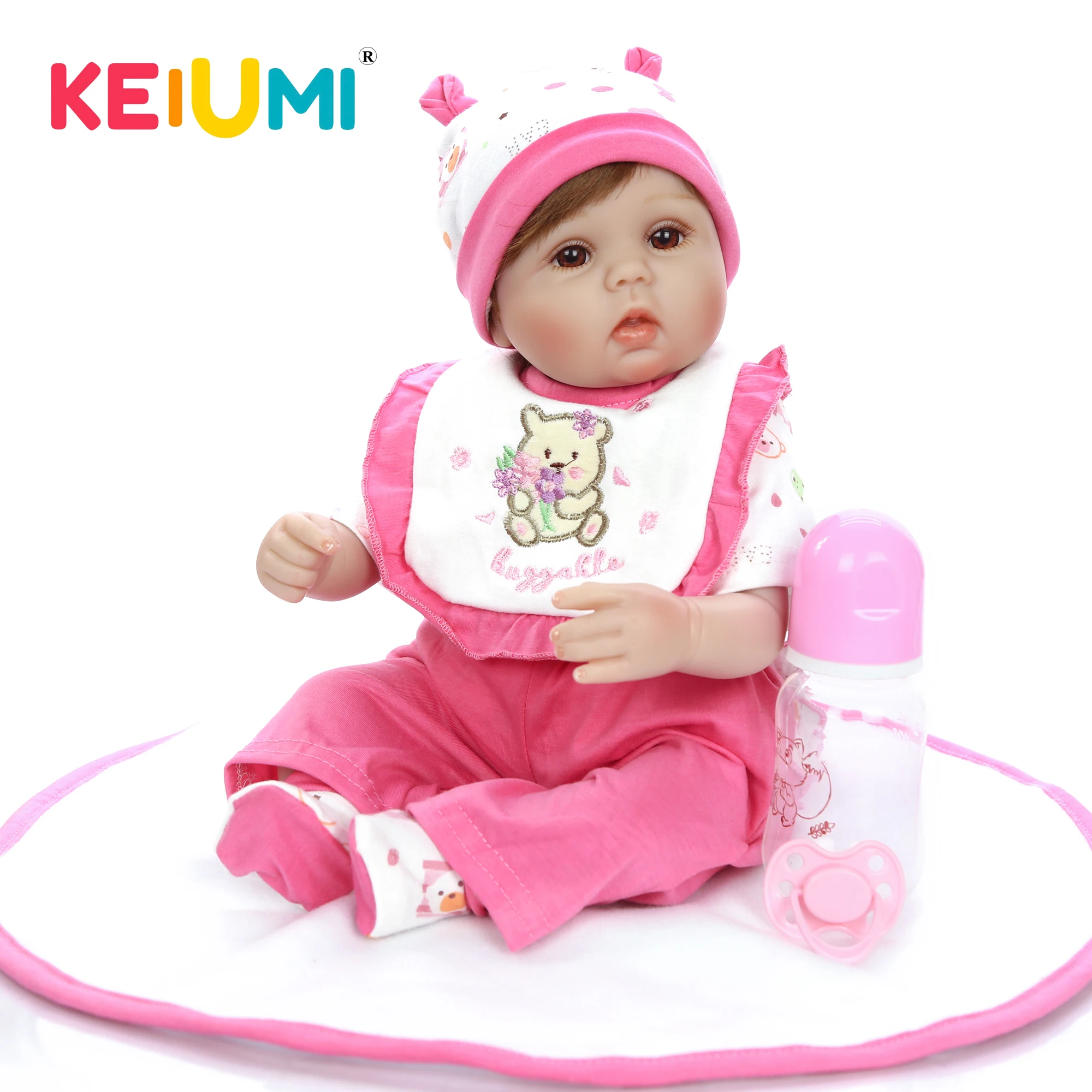 KEIUMI Оптовые 17 дюймовый Boneca Menina Мягкая силиконовая Возрожденный ребёнок Куклы