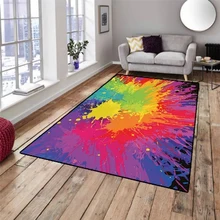 Еще Красный Зеленый Оранжевый Фиолетовый акварель абстрактная 3d Нескользящие из микрофибры Гостиная современные декоративные моющийся коврик