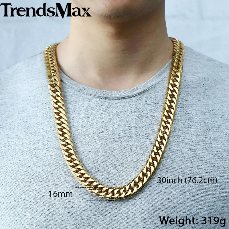 Цепочка Trendsmax KHSM04 Мужская выложенная кубинской цепью в стиле хип хоп браслет из