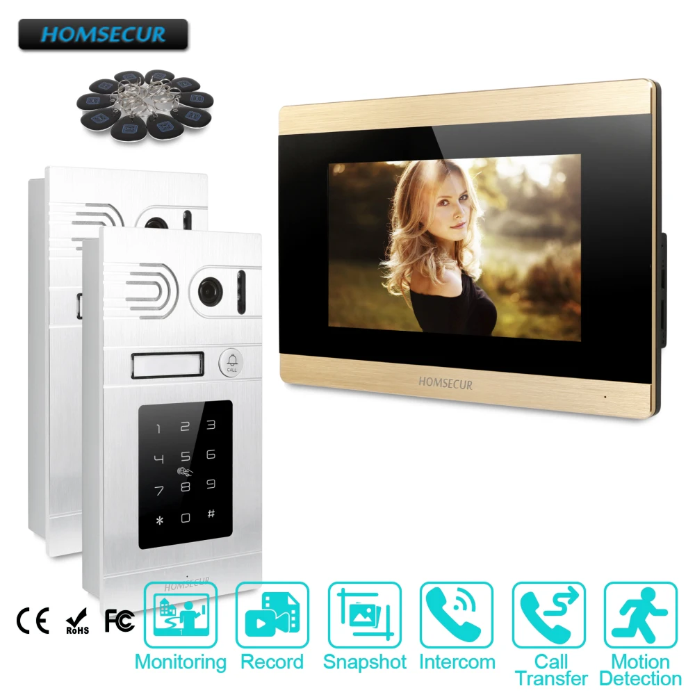 

HOMSECUR 7" Wired Hands-free Video&Audio Smart Doorbell with Voice Message BC071-S+BM715-G