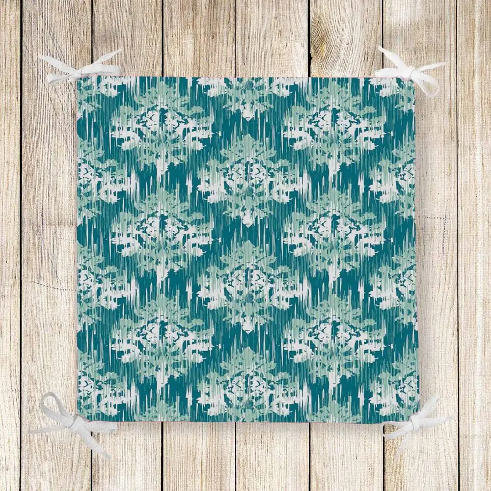 buy Else Green White Ottoman Vintage Geometric 3d Chair Pad Seat Cushion Soft Memory Foam Full Lenght Ties Non Slip Washable Zipper