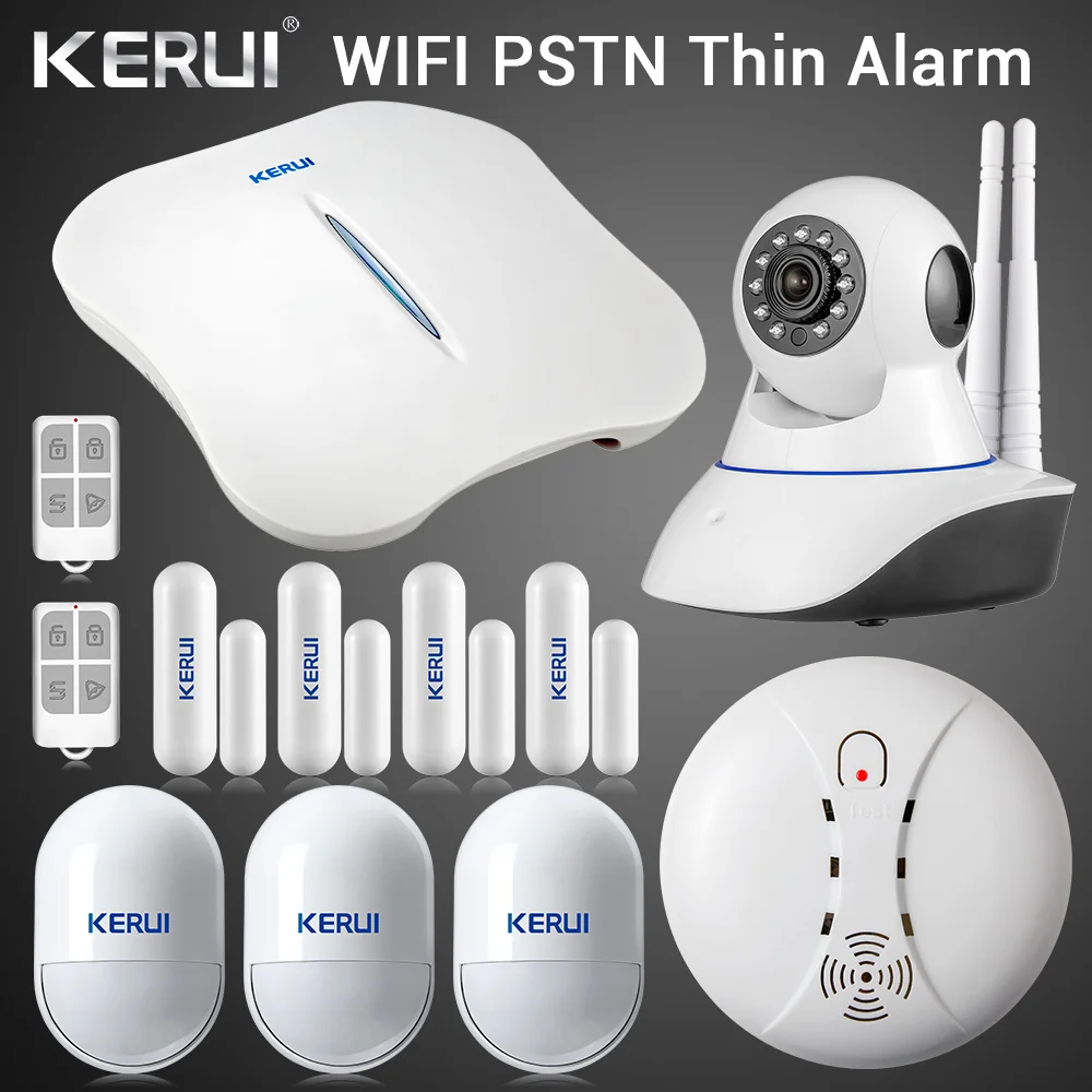 

KERUI W1 WIFI Alarm System Home PSTN Burglar Security Intelligent System Android IOS APP Control Wireless Camera Smoke Detector