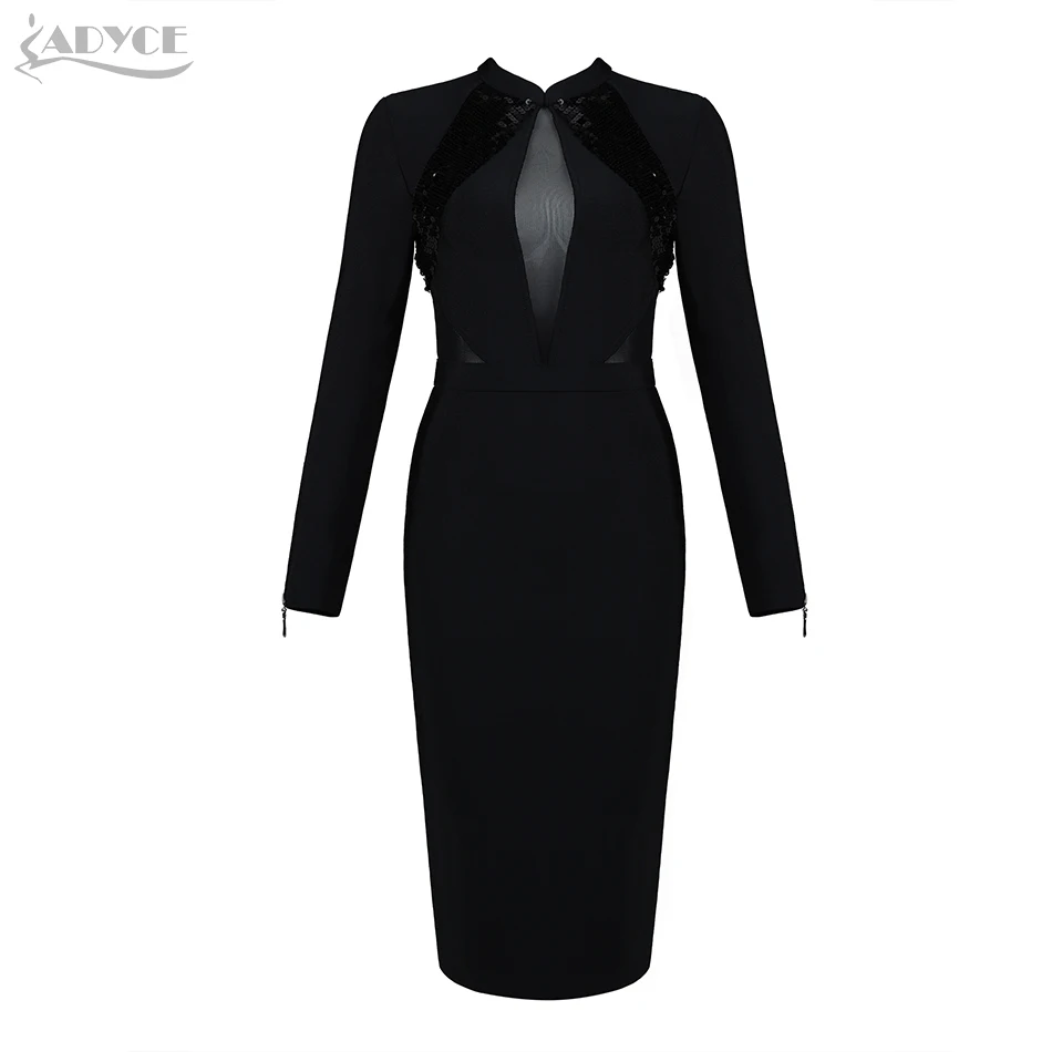 Adyce 2019 новое зимнее Бандажное платье для женщин Vestido сексуальное черное Клубное с