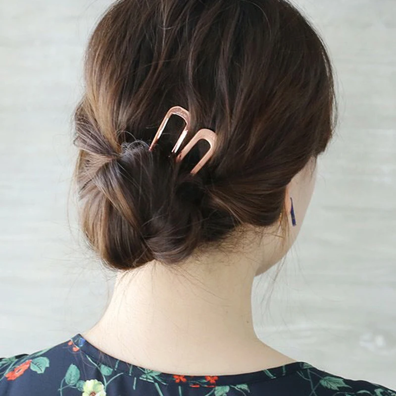 Japanese Metal Hair Stick A Simple U Shaped Hairpin With Simple