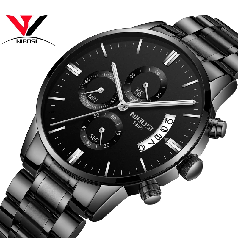 

Reloj Hombre NIBOSI Chronograph Watch Men Waterproof Men Watches 2018 Luxury Brand Stainless Steel Fashion Dress Wristwatch Saat