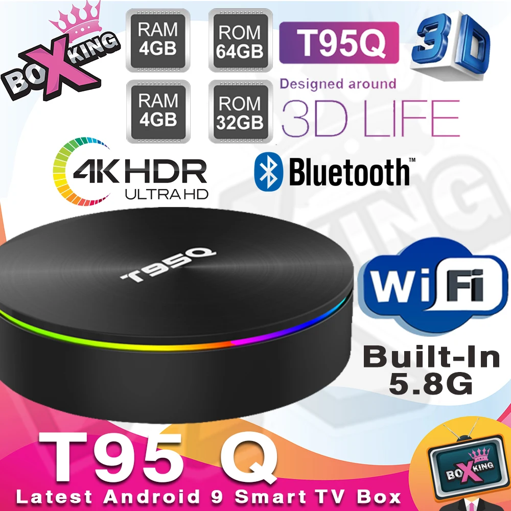

T95Q 4GB DDR4 32/64GB Amlogic S905X2 smart Android 8.1 TV BOX 4K 2.4G / 5GHz Wifi Set Top Box ( X96 MAX tx6 xiaomi mi tv)