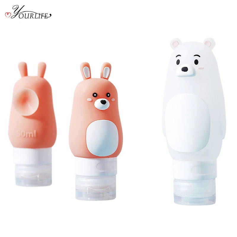 

OYOURLIFE 1pc Cartoon Trave Packing Bottle For Shampoo Shower Gel Silicone Squeeze Tube Containers Portable Soap Dispensers