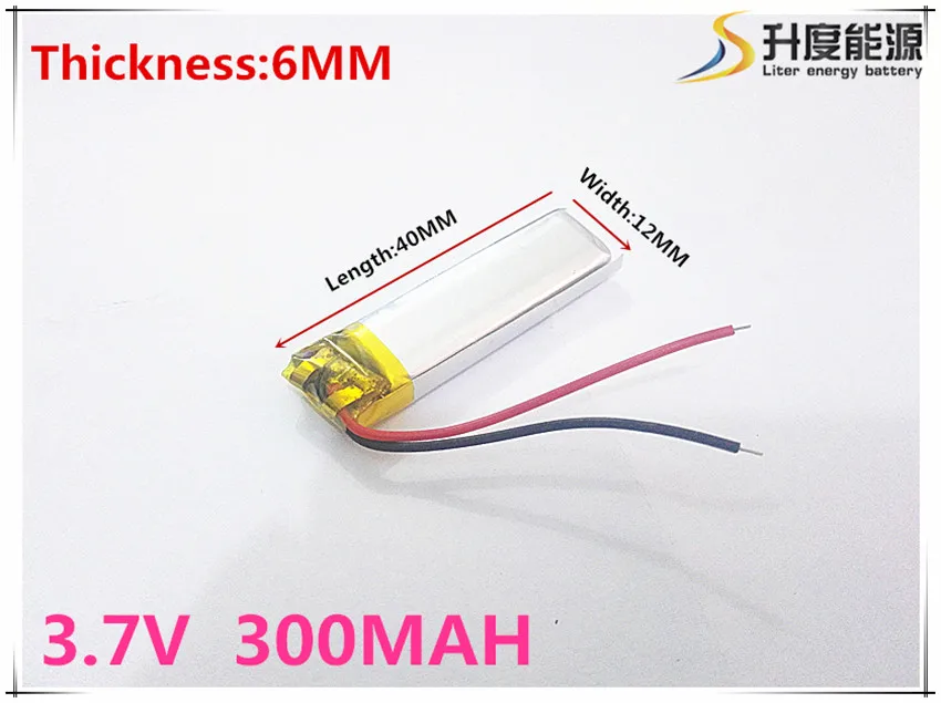 Polymer battery 300 mah 3.7V 601240 smart home MP3 speakers Li ion