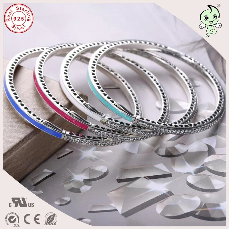 

New Collection Popular And Fashion Colorful Enamel CZ Paving 925 Sterling Silver Bangle
