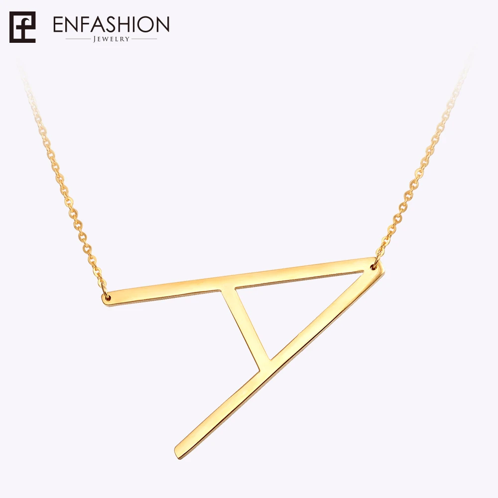 EnFashion dopisní náhrdelníky Abeceda počáteční přívěsky náhrdelník zlatá barva z nerezové oceli náhrdelník pro ženy šperky