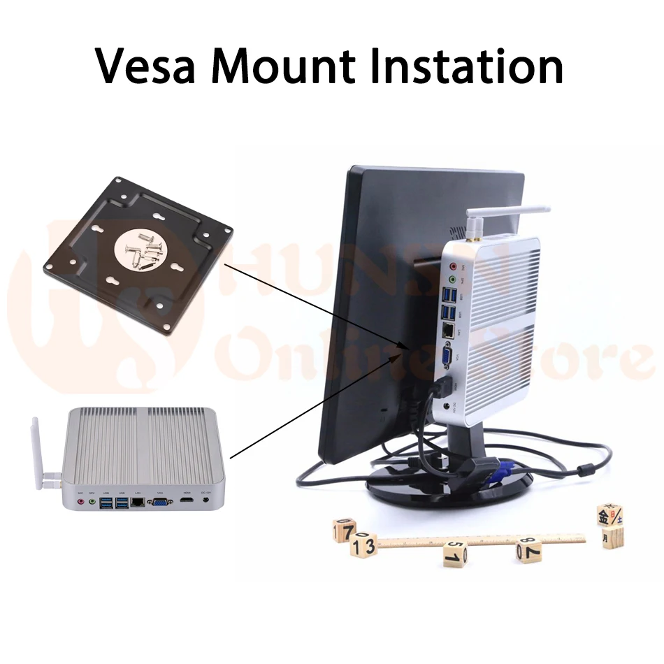Fanless Mini PC I3 7100U I5 7200U I5 8250U HUNSN BM07 (5)