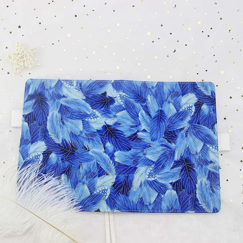 

Romantic Blue Feather Soft Cloth Cover For Fitted A5 Paper Book Hobonichi Style 1 Piece