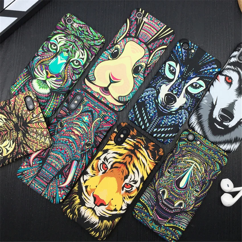 Kopen Lichtgevende Dier Case Voor iPhone 7 Plus Case Olifant Wolf Tiger Night Glow Slim Hard Telefoon Case Voor iPhone 5 5 s SE 6 6 s 8 Plus X