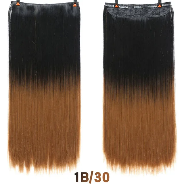 DIFEI, 24 дюйма, прямые накладные волосы, для женщин, высокотемпературное волокно, накладные волосы, накладные волосы на заколках - Цвет: 7245A-1BI30