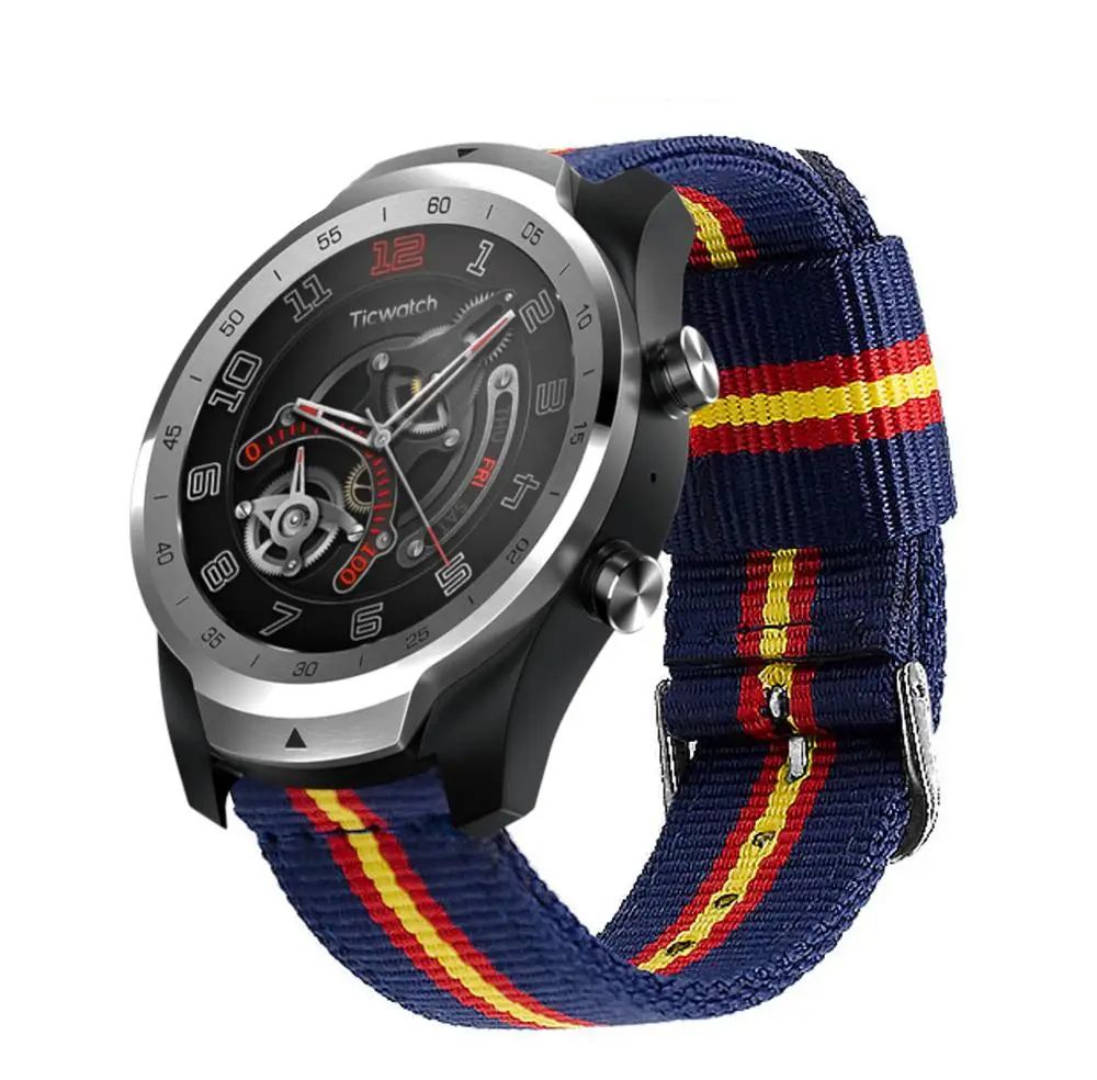 Pulsera De Nailon Compatibile Con Ticwatch Pro / S2 / E2 Colores Bandera De Plush, Ancho 22Mm
