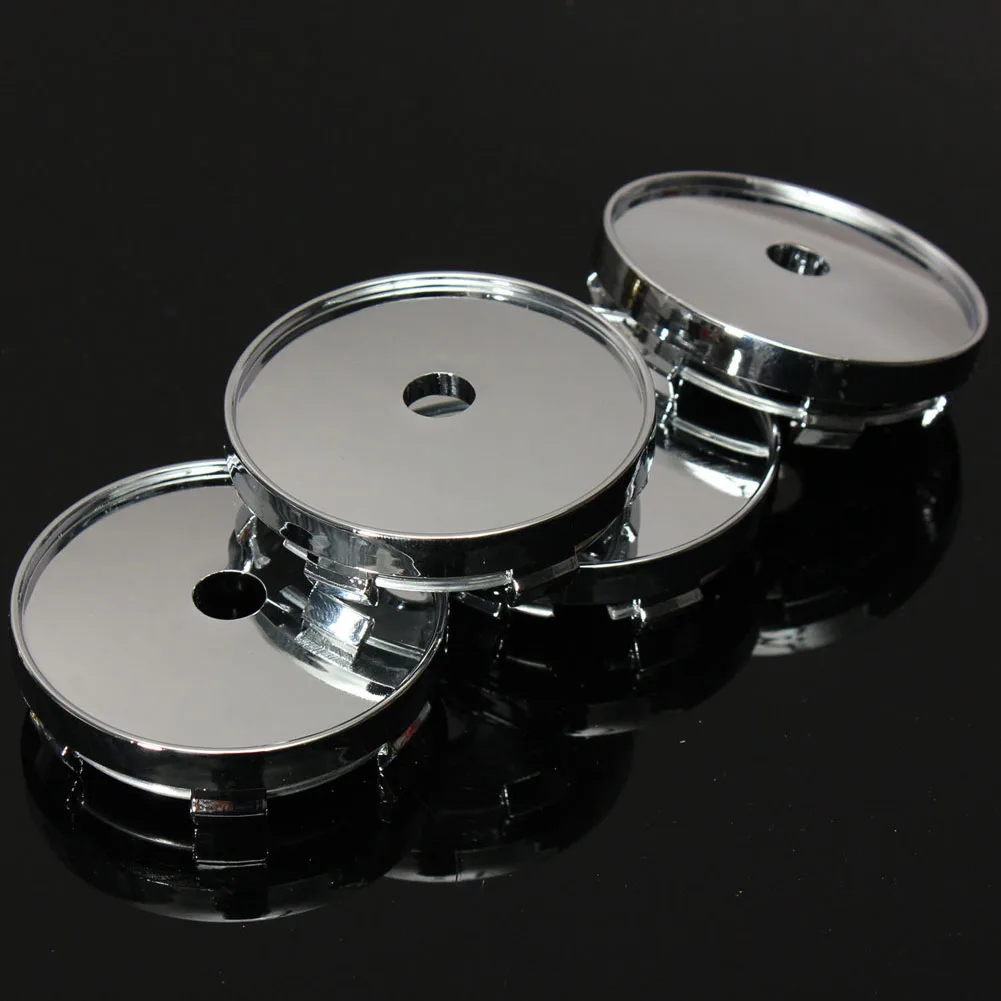 

4 pcs Car 60mm ABS Chrome Black Custom Wheel Hub Centre Center Caps Base Auto Hubcaps Cover Without Logo Five Pins