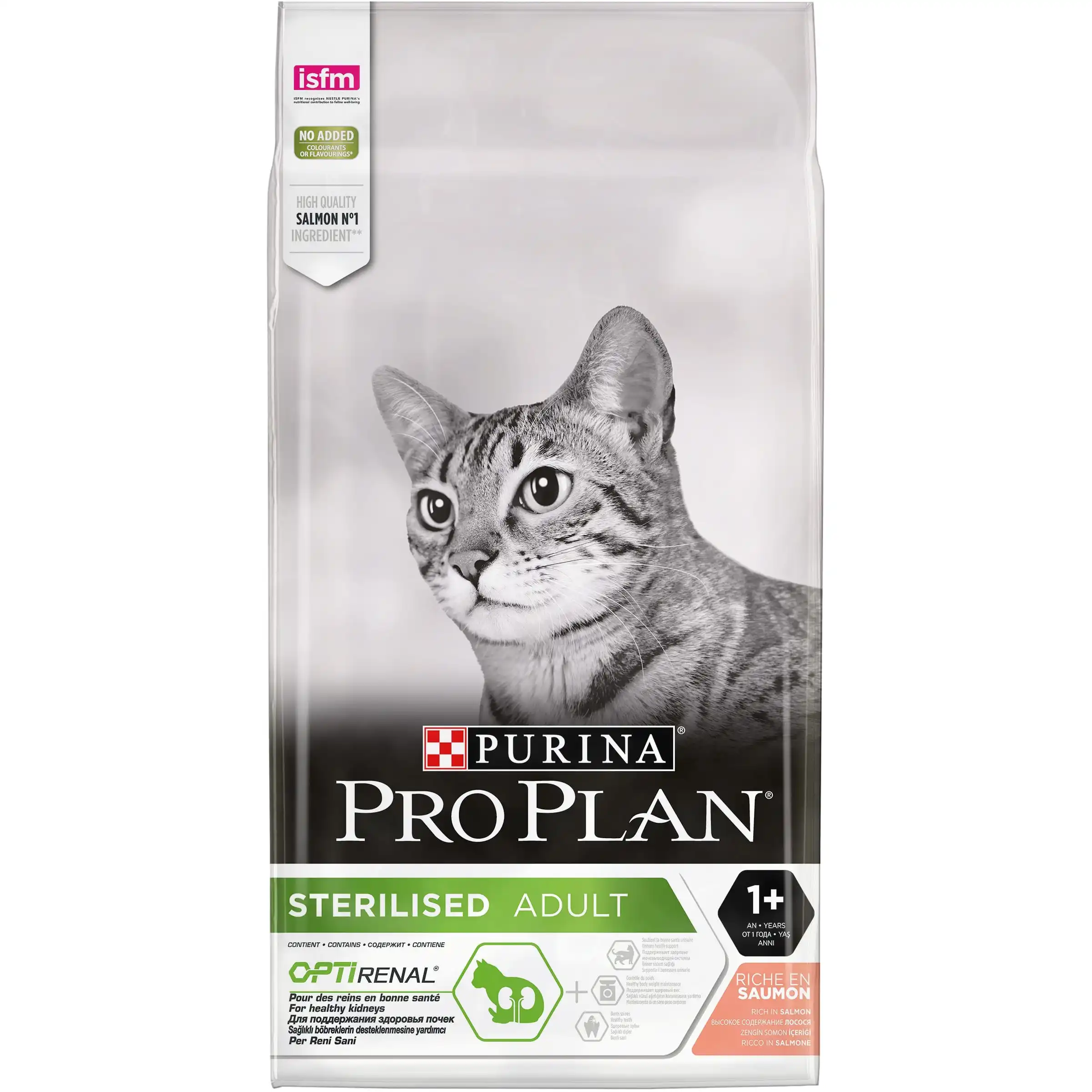 Сухой корм Purina Pro Plan для стерилизованных кошек и кастрированных котов, с лососем, Пакет, 10 кг