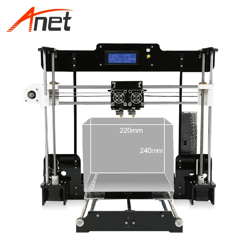 Набор двухцветных 3D принтеров Anet A8M с двумя насадками для печати легко собирается