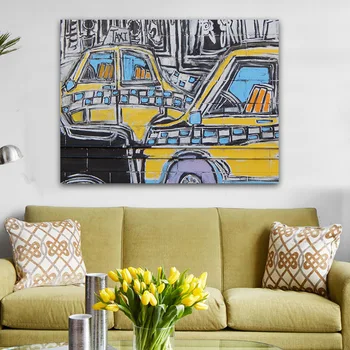 

Abstract Yellow Car Creative Graffiti Wall Art Posters And Prints Canvas Painting Wall Pictures For Kids Room Bedroom Decor
