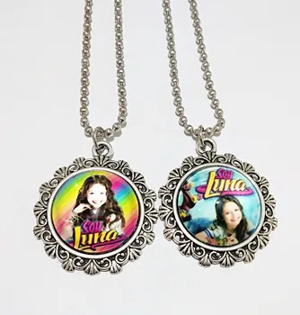 

24pcs New Design Fashion Super pop singer Soy Luna necklace Elenco de Soy Luna Photo silver torque I'm moon pandent wholesale