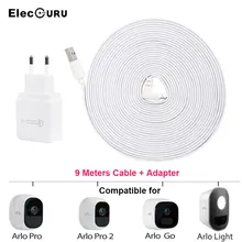 29,5 футов/9 м зарядный кабель для Arlo Pro 2/Pro/Arlo Light/Arlo Go камера наблюдения на батарее зарядное устройство Всепогодный кабель + адаптер питания