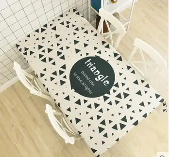 

geometric pattern Linen tablecloth rectangle white black gold printed table cloth decorative durable table cover dustproof