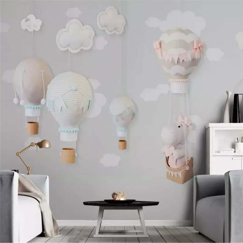 Простой мультфильм воздушный шар Детская комната фон стены профессионального изготовления фрески, обои оптом, Пользовательские плакаты фото стены
