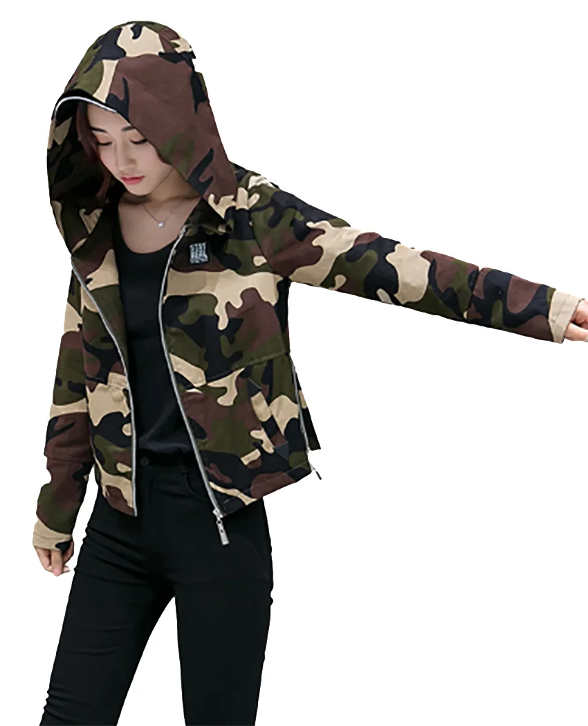 

Flying Roc 2019 Women Coat Korea Style Short Jacket Ropa De Invierno Para Mujer Femme Camouflage Women Plus Size Casual Tops