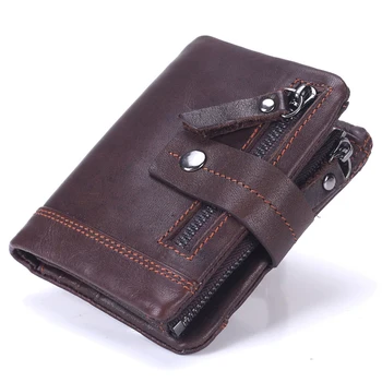 

Men Wallet Promotion Excellent Genuine Leather Oil Wax Cowhide Hasp Short Design Zipper Clutch Vintage Male Coin Purses