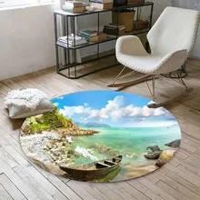 Еще тропические пляжные сандалии с песком и морской стороной; 3d принт; нескользящие круглые ковры для гостиной и ванной комнаты