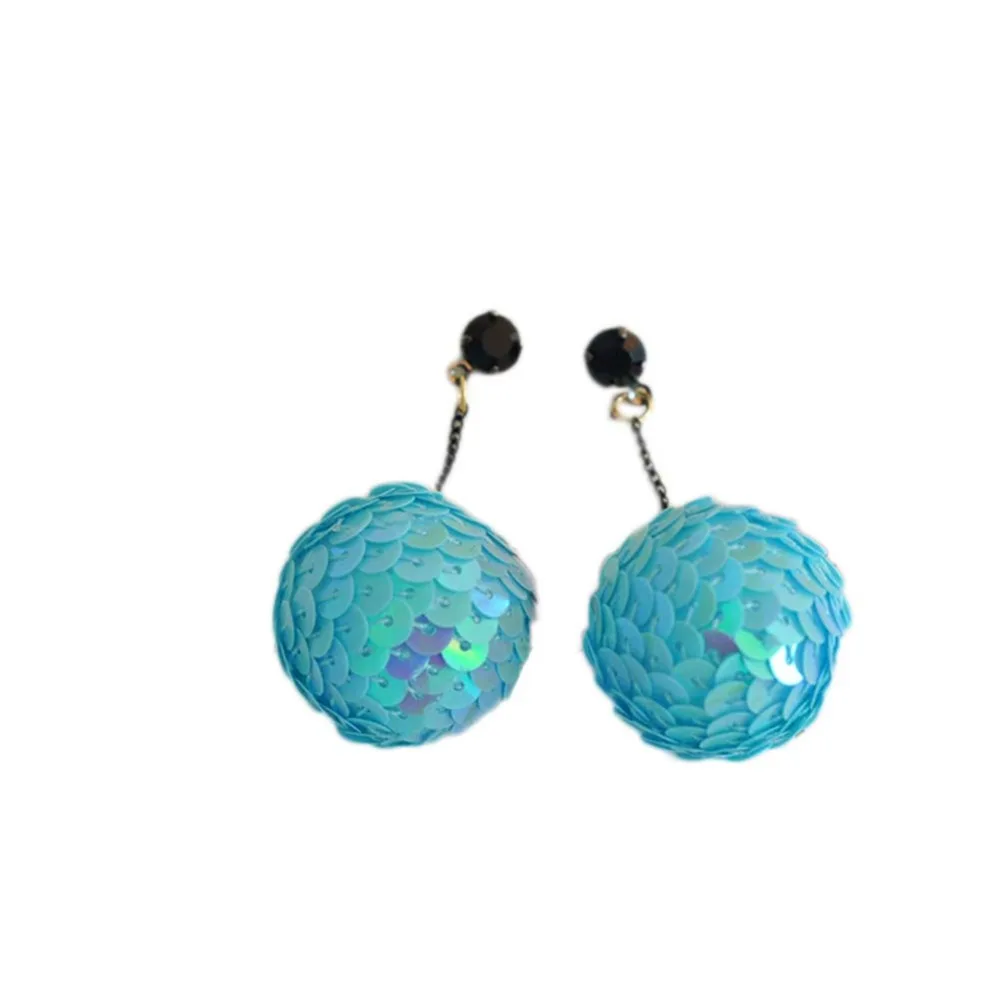 Fashion Personality Fish Scale Earring Paillette Ball Summer Holiday