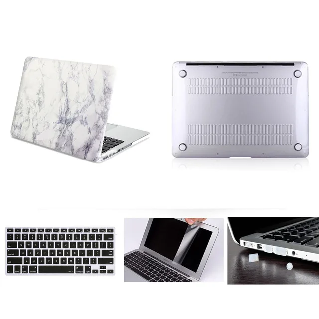 Бежевый Для MacBook 11 Трудный Случай, для Air 11 Pro Reitna Touchbar 11 12 13 15 Футляр Обложка+ Крышка Клавиатура+ Экран протектор+ пыли Пробки - Цвет: Бежевый