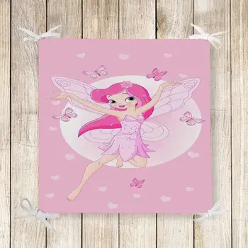 

Else Pink Fairy Girl Butterfly Kids 3d Print Chair Pad Seat Cushion Soft Memory Foam Full Lenght Ties Non Slip Washable Square