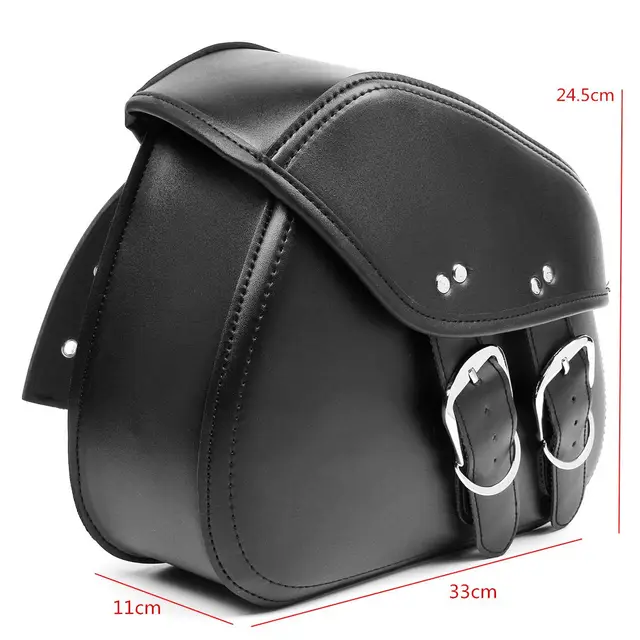 1 Pair Black Motorcycle Motorbike Saddle Bag Tail Rear Bags PU Leather Tool Bags Left Right Side For Harley/Honda/Kawasaki