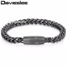 Davieslee мужской браслет Франко коробка звено цепи нержавеющая сталь Магнитная застежка черный тон 6 мм LKB578
