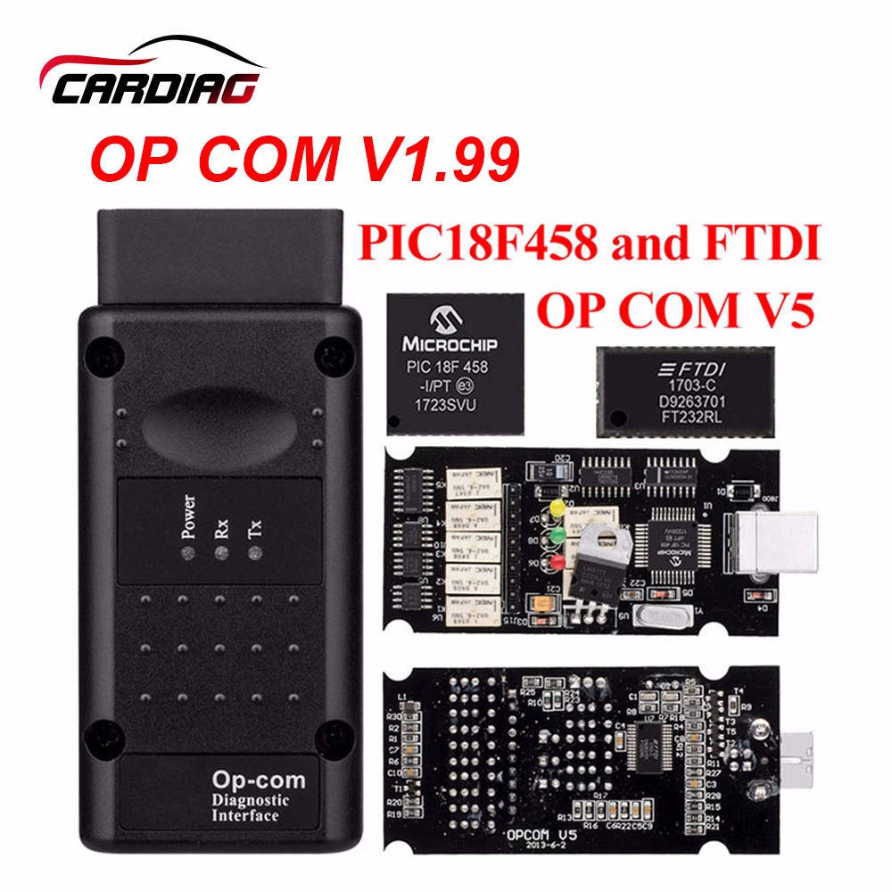 

op com V1.65 V1.78 V1.99 with PIC18F458 FTDI op-com OBD2 Auto Diagnostic tool for Opel OPCOM CAN BUS V1.7 can be flash update