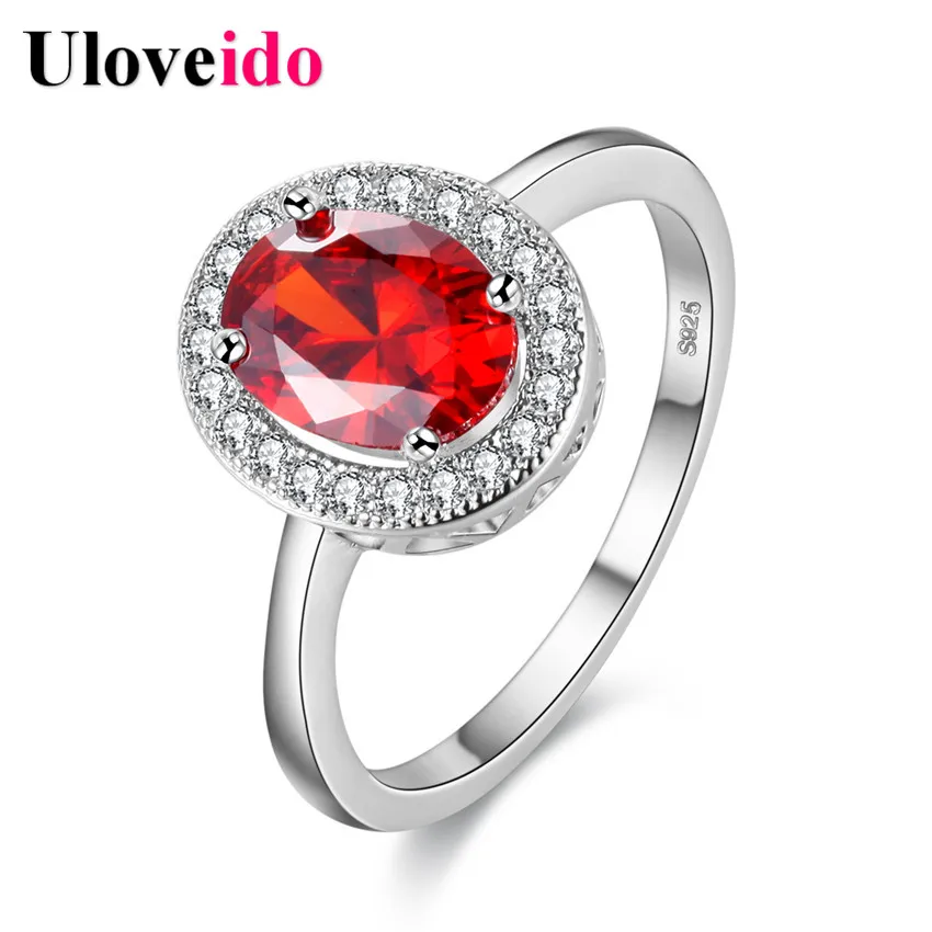 

Uloveido Red Stone Wedding Ring Party Fashion Rings for Women 2017 Finger Ring Gifts Warcraft Jewelry Anillos Mujer Ringe PJ4262