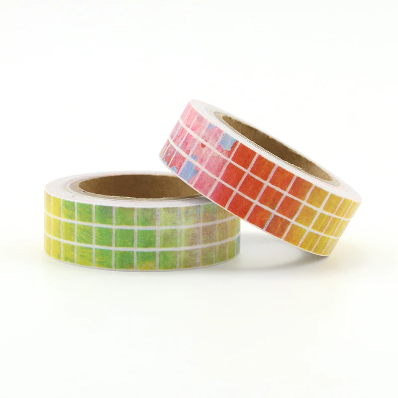 

NEW 1pcs colorful Grid Washi Tape Japanese Paper DIY Planner Masking Tape Adhesive Tapes Stickers Decorative Stationery Tapes