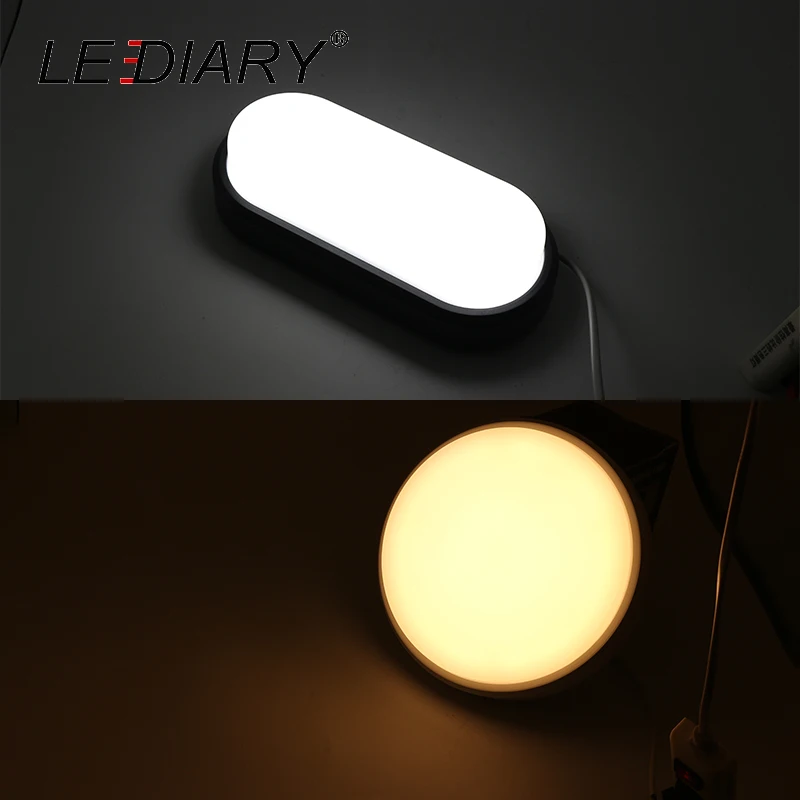 LEDIARY Waterproof IP54 LED Porch Lights Surface mounted 15W/18W 220V Outdoor Wall Light Round Oval Bathroom Bulkhead Lamp