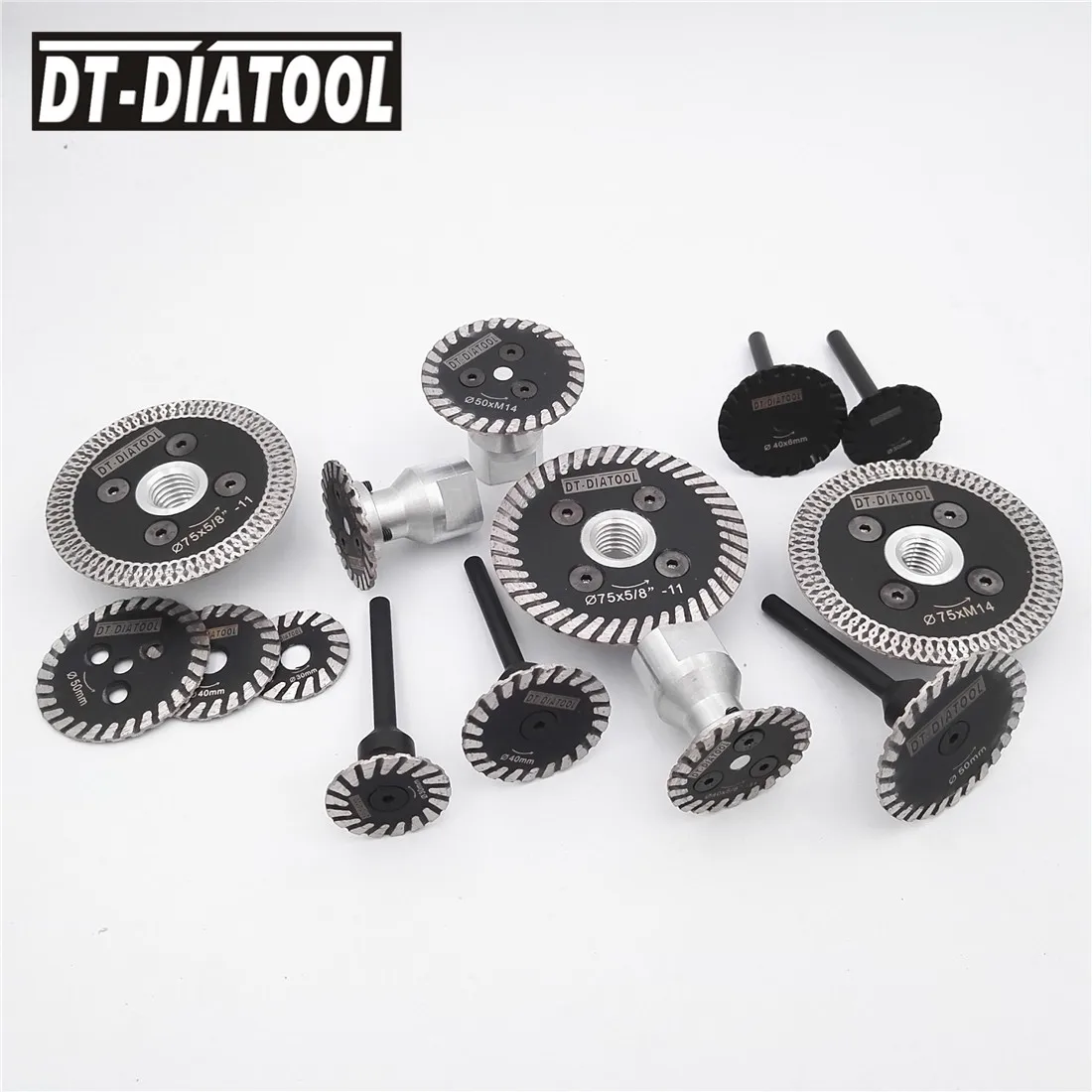 DT-DIATOOL 2pcs 75MM Mini Disc Mesh Turbo Rim Diamond Saw Blades with M14 Flange Cutting Discs Grinding Wheel for hard Stone