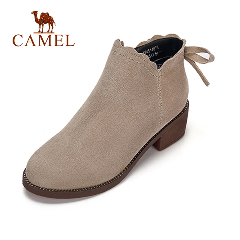 CAMEL/Зимние полусапожки женские модные ботинки в британском стиле обувь на низком