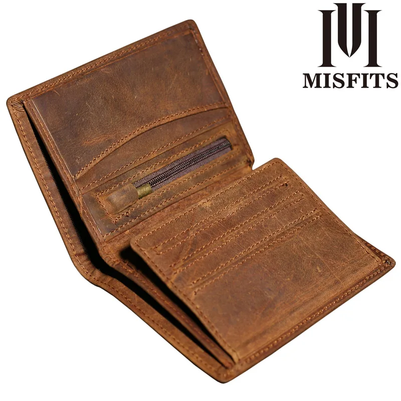 

Cowhide Handmade man's wallet Short retro Large capacity Brown Purse Coin pocket card pocket High quality durable wallet for man