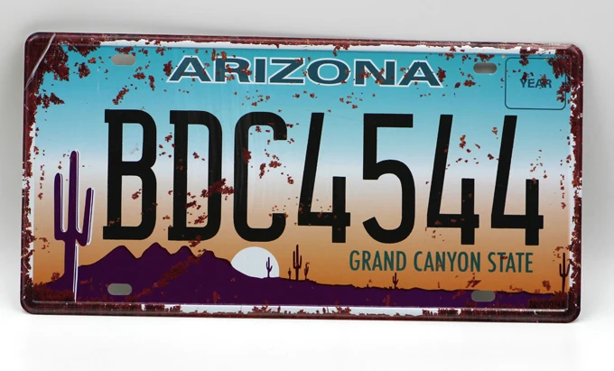 

1 pc Arizona tin sign plate US Americain car license plaques man cave garage sign